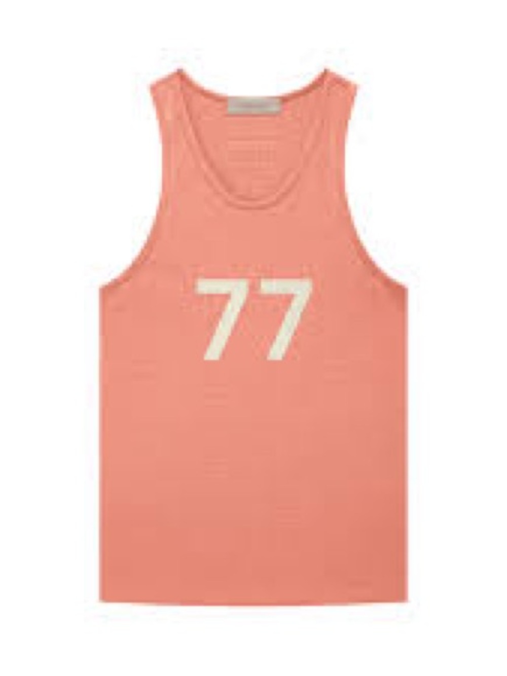 Essentials Coral-Orange Tank Top with Cream '77 Print